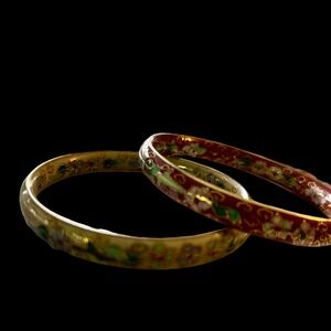 NEW 2 Women's Thick Cloisonné Bangle  Bracelets. 3"